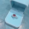 Rings For Women Blue Jewelry Box Packing for Red Heart Cubic Zirconia Stone Wedding Party Accessories