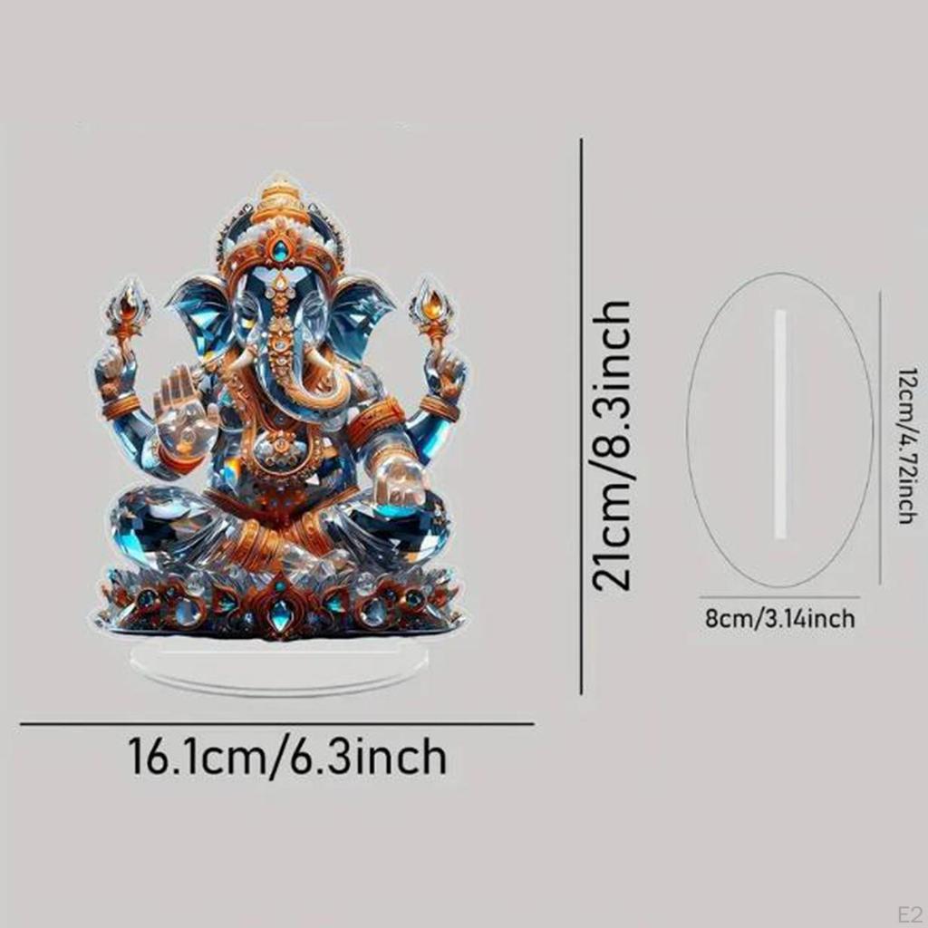 Акриловый слон-бог, украшение для рабочего стола, 2D, подарок, поделки, украшение для дома с основой, Ганеша