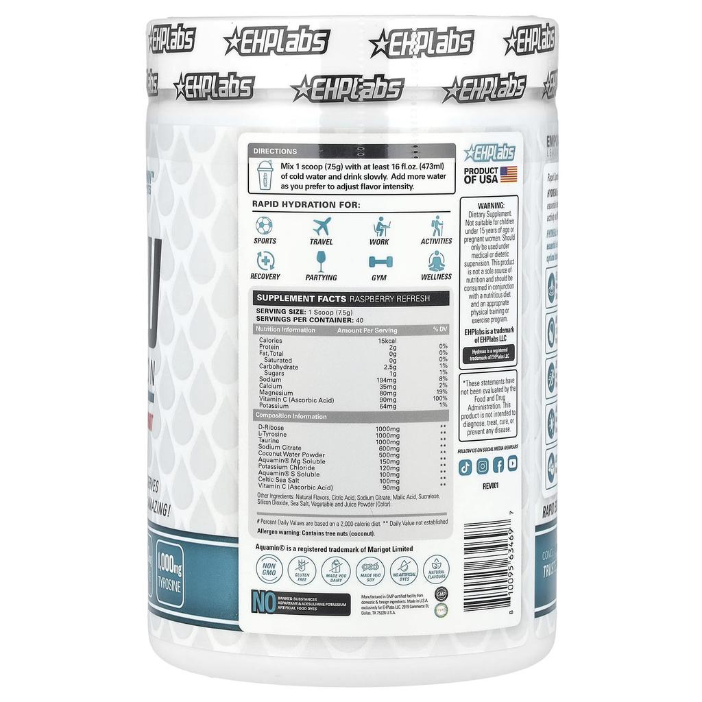 Hydreau Sports Hydration, Raspberry Refresh, 300G(10.58Oz)