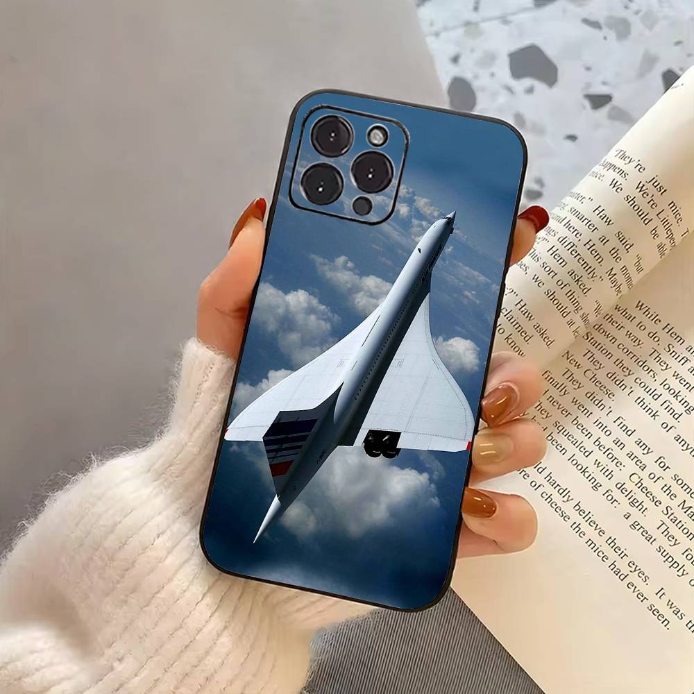 C-Concorde A-Air F-France Чехол для iPhone 17,16,15,14,13,12,11 Plus,Pro Max,XS, Мягкий силиконовый черный чехол