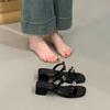 Low-heeled Rhinestone Cool Slippers for Women's Summer Wear Open-toed New Fashion Versatile with Skirts and Sandals