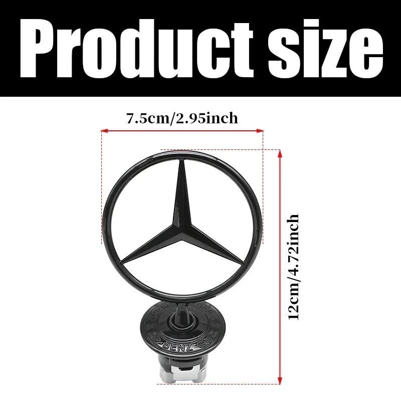 D81pcs 44mm 3D Metal Blue Chrome Star Emblem For Mercedes Benz AMG W202 W203 W204 W208 W210 W220 W221 Bonnet Hood Logo Badge Auto