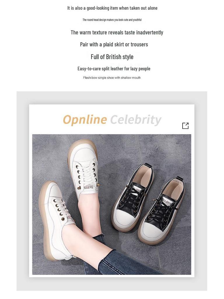 Women's Korean Style White Elastic Band Slip-on Sneakers - Soft Sole, Hollow Design Leather Flats