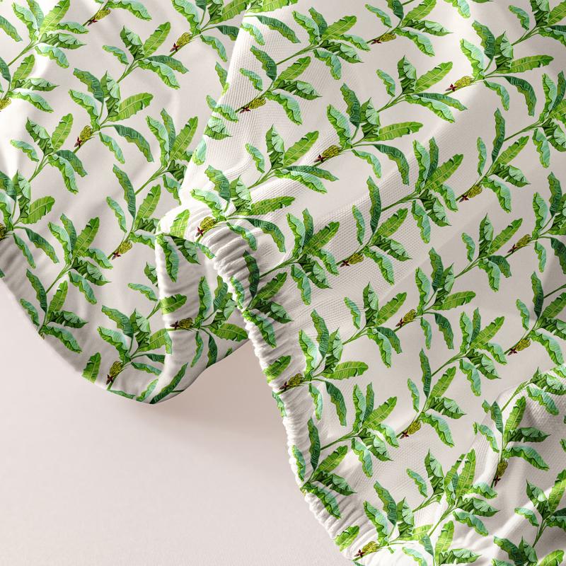 1 Piece Of Banana Leaf Patterned Frosted Bedsheet, Bedroom Printed Bedspread, Bedding (Excluding Pillowcases)