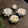 Handmade Ceramic Lotus Incense Burner - Zen Flower Ornament for Living Room Decor