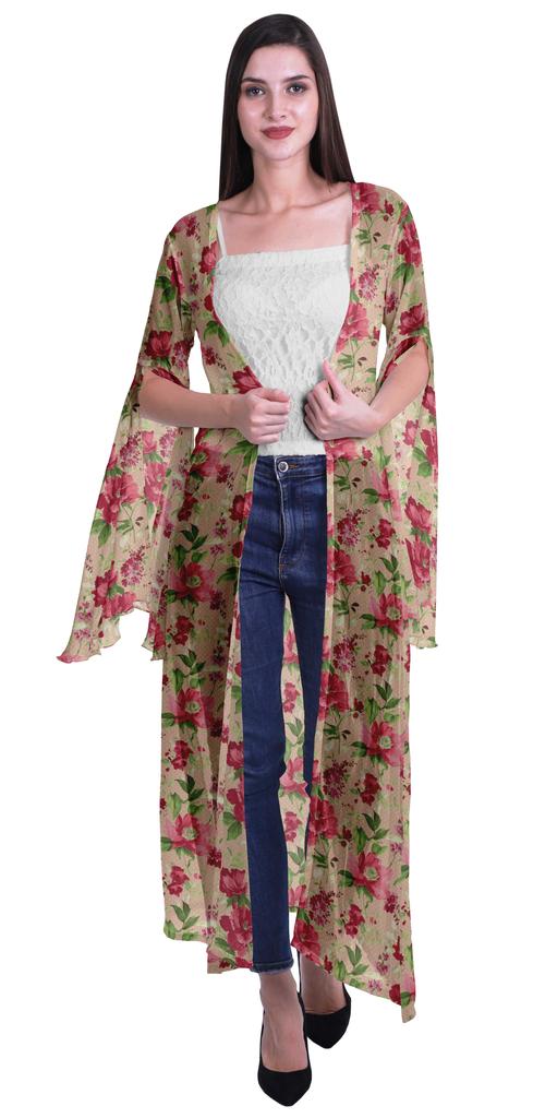 Moomaya Пляжная накидка с открытым передом из принтованного жоржета и разрезами на рукавах