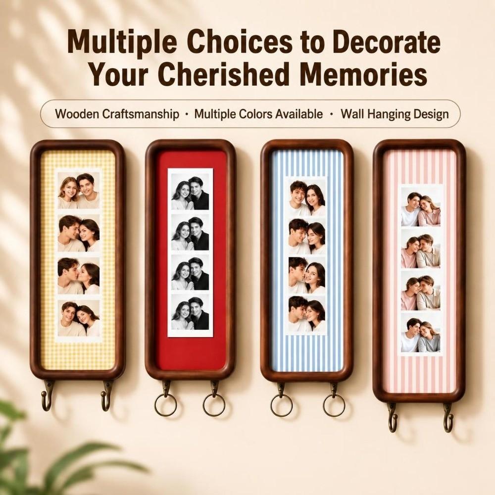Wooden Photo Strip Frame Mortise and Tenon Display Frame Gift Wall Key Holder Desktop Display