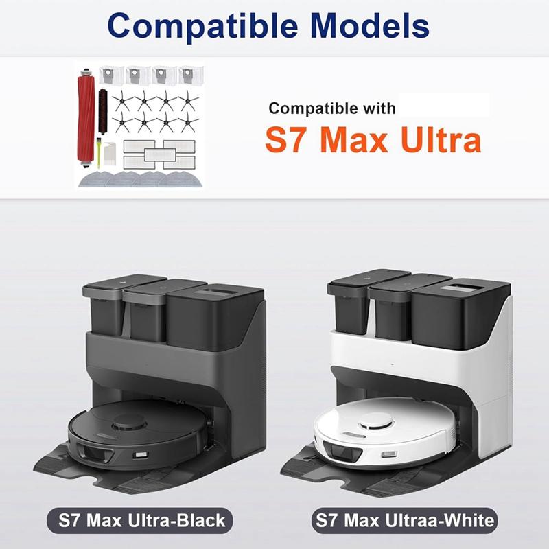 Для робота-пылесоса Roborock S7 Maxv Ultra/ S7 Max Ultra детали Основная боковая щетка Фильтр Hepa Салфетки для швабры Пылесборники