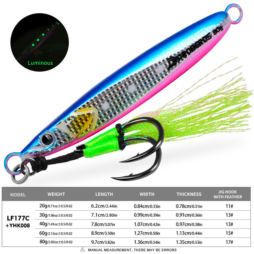 Luminous Long-Casting Deep-Sea Fishing Lure with Double Hooks for Mackerel and Other Giant Fish