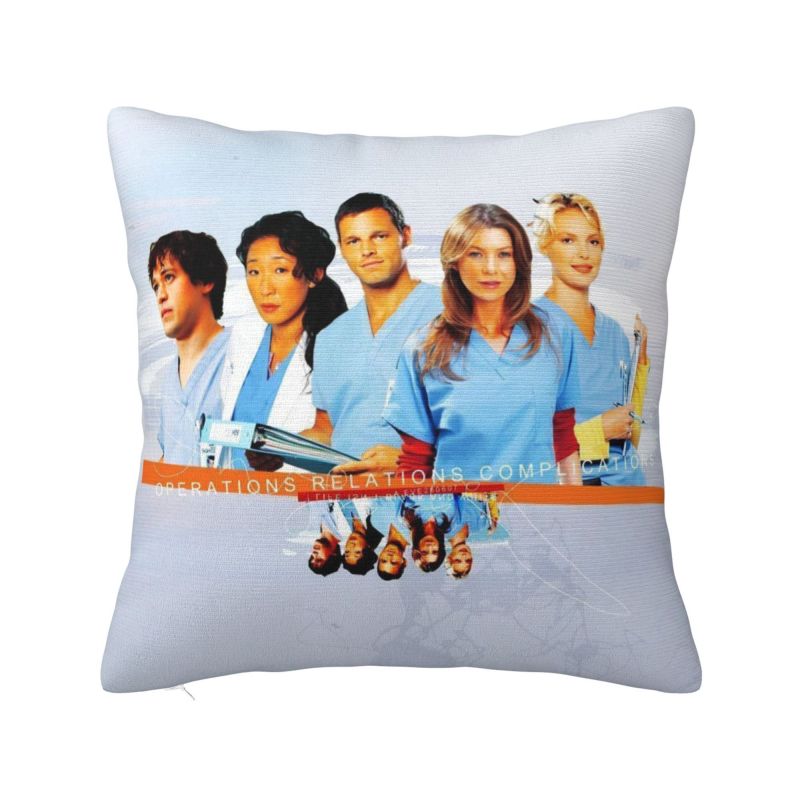 Custom Greys Anatomy Cartoon Collage Nordic Pillow Cover Decoration Car Cushion