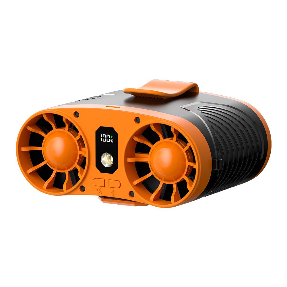 Portable Dual Air Outlet Waist Fan & USB Power Bank for Outdoor Cooling