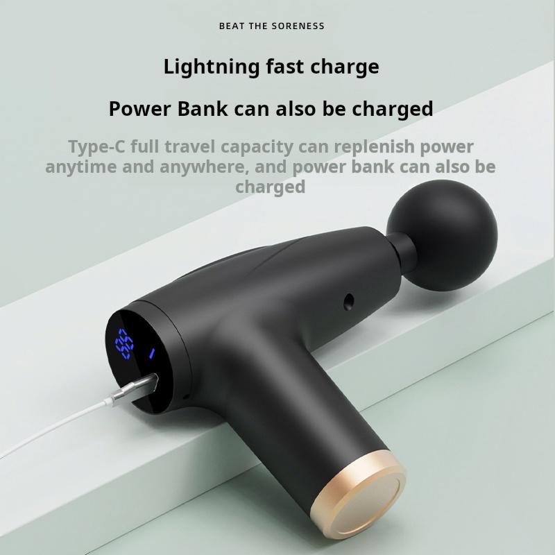 Black 4 Types Of Massage Heads Mini Fascia Gun Multi-Level Massage Gun Muscle Relaxation Massage Equipment Portable Vibration Massager