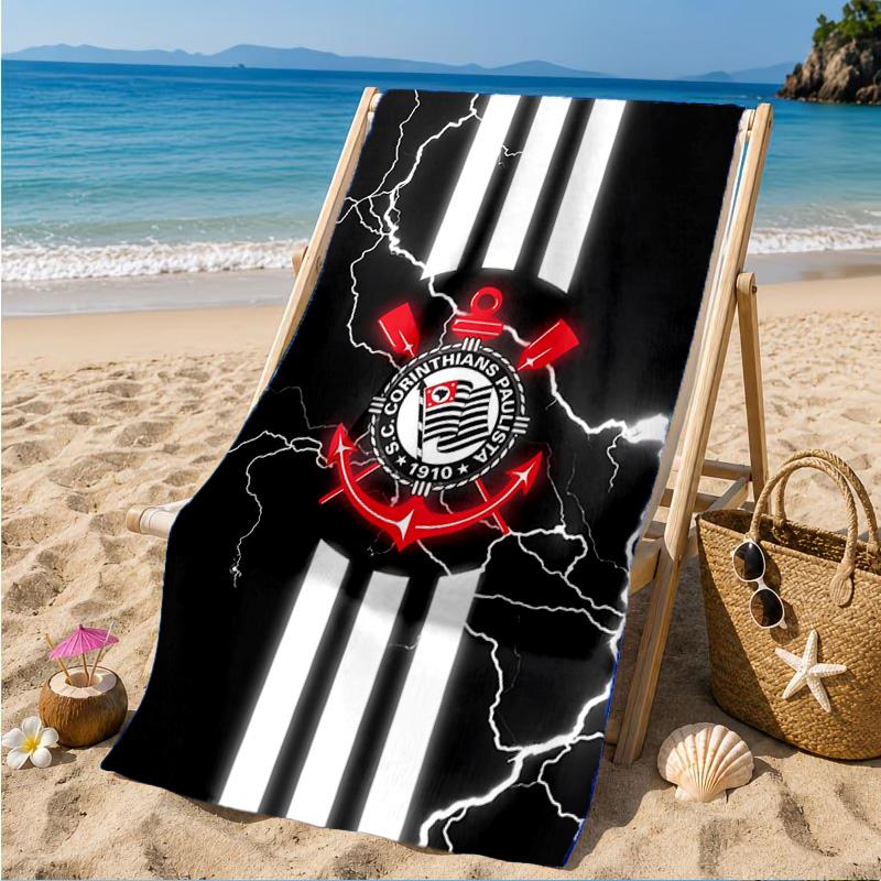 Sport Club Football Crest Printed Microfiber Beach Towel, Soft And Absorbent, Quick-Dry, Ideal for Summer Travel, Beach Essential, Swimming Pool