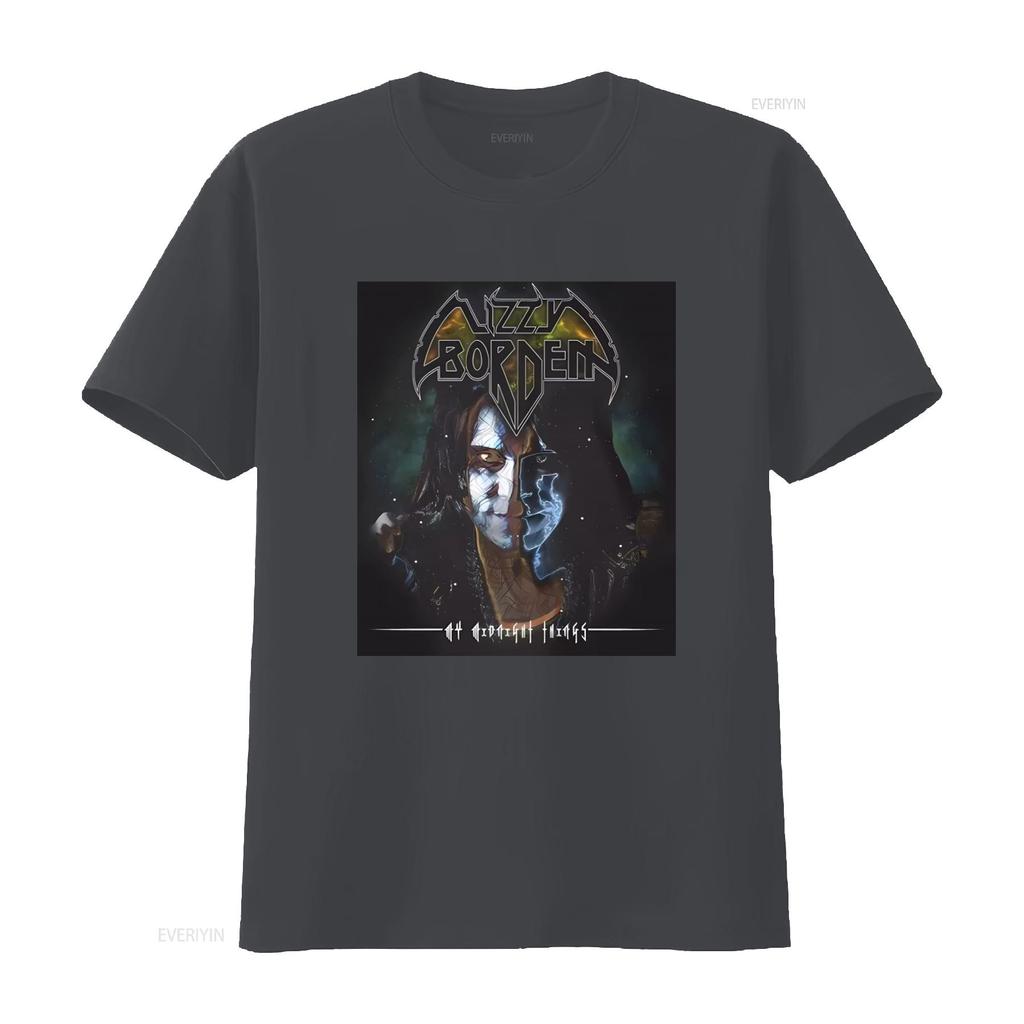 LIZZY BORDEN MY MIDNIGHT THINGS Print Black T Shirt for Men X Large vintage Washed Slightly Top For Everyday Wear Versatile