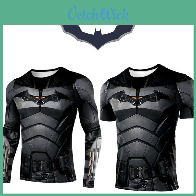 Durable Black Polyester Batman Cosplay Tee For Sports And Fitness