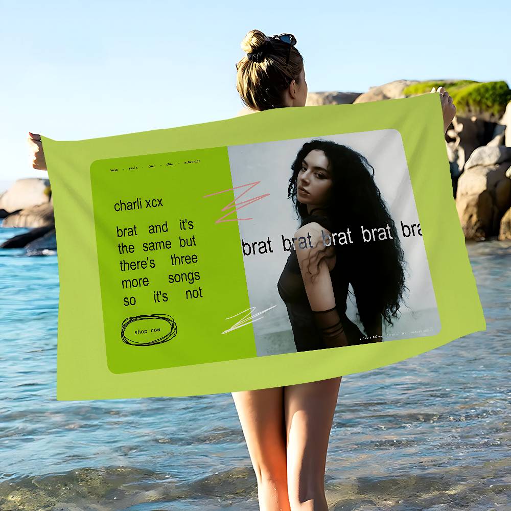 Singer C-Charli X-XCX B-Brat Big Microfiber Beach Towels Quick Dry Towel Sand Beach Towels Pool Towel for Travel Swim Pool Yoga