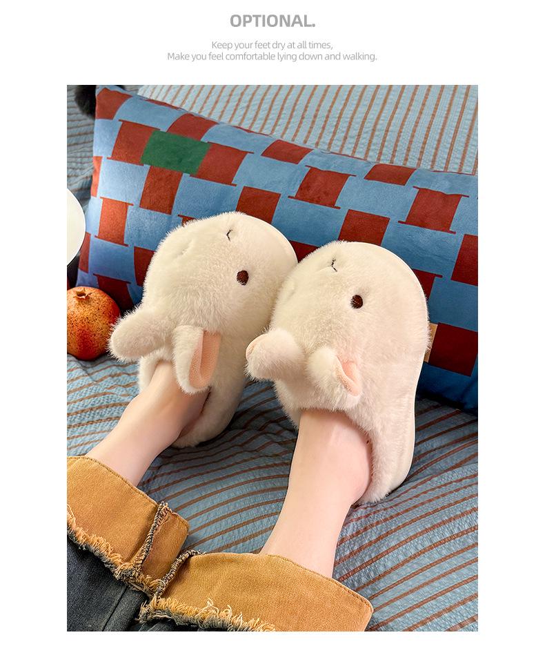 Authentic Little Rabbit Women's Winter Cotton Slippers - Cute, Plush, Warm, Soft-Sole Indoor Footwear