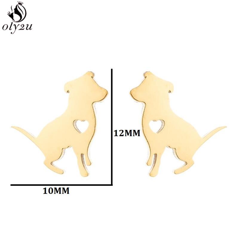 Cute Stainless Steel Heart Dog Earring for Women Cartoon Animal Ear Jewelry Girls Student Lovely Pup Earrings Gifts Accessories