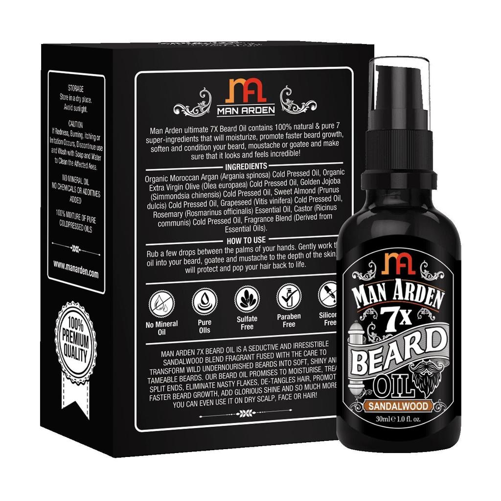 Масло для бороды с Сандалом (30 мл), 7X Beard Oil Sandalwood,  Man Arden