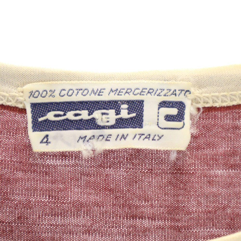Cagi 80-е 90-е Сделано в Италии Старая футболка с коротким рукавом 4 Бордовый Мужская Б/У