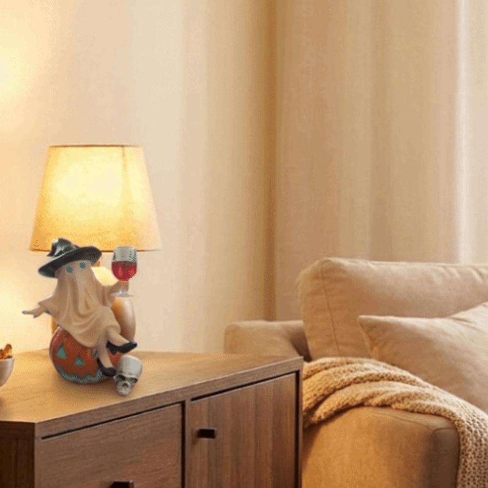 Resin LED Ghost Figurines Cute Ghost Wine Glass Statue Creative Ghost Light Up Decor For Entryway