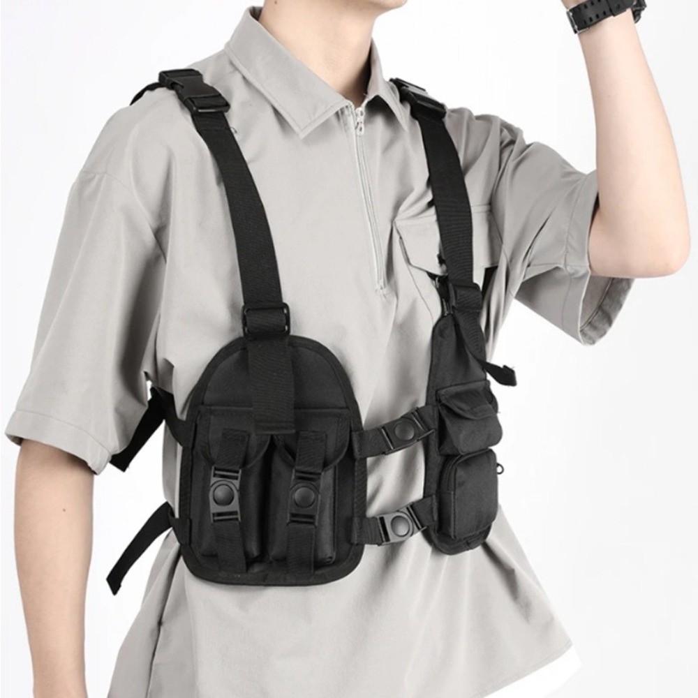 Versatile Chest Pack Adjustable Straps Multi-function Design Vest Bag Nylon Hip Hop Streetwear Bag Outdoor Sport Travel Use