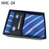 Men'S Striped Flower Plaid Tie Square Towel Cuffs Tie Clip Gift Box Set Business Casual Tie Black