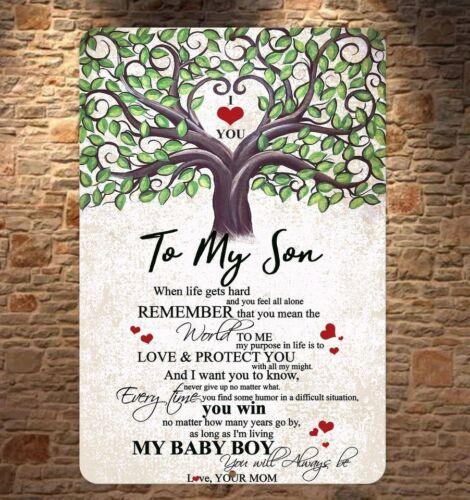 To My Son Love Mom Aluminum Metal Sign Motivational Inspirational