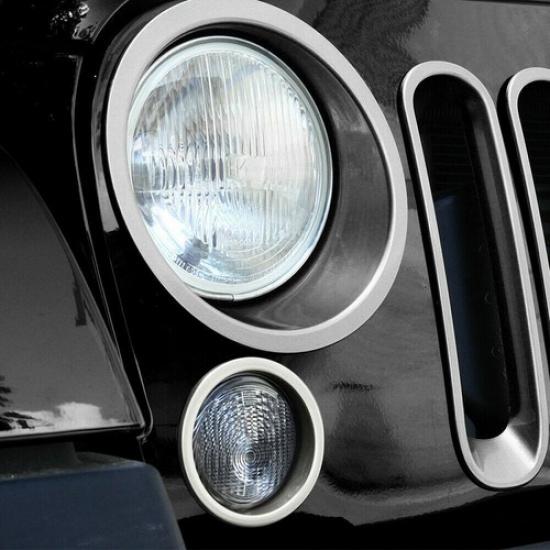 For Jeep Wrangler JK 07-17 2pcs Front Bumper Turn signal light Cover trim Chrome