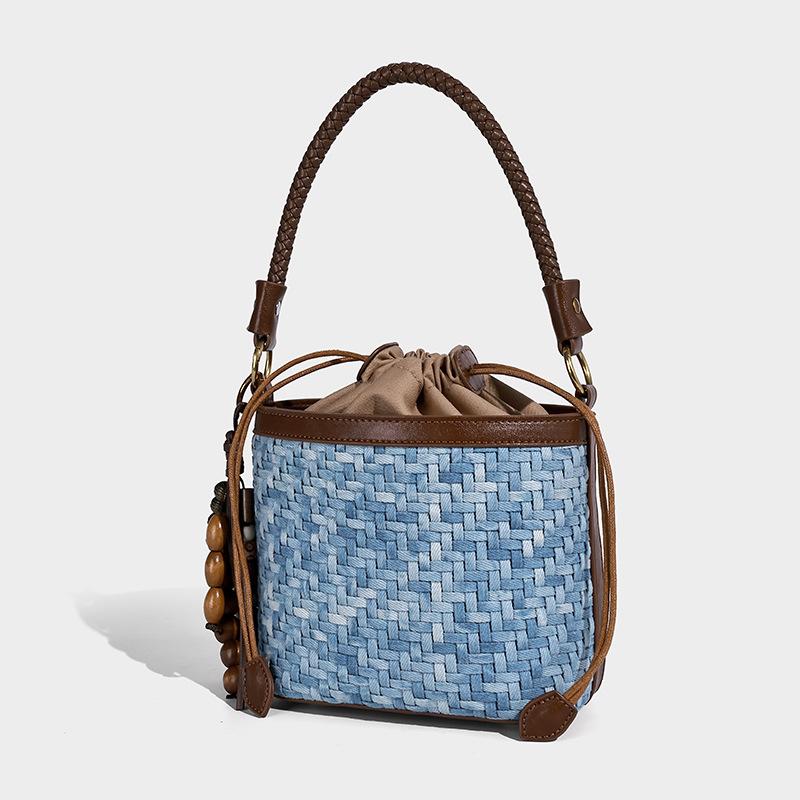 Niche Woven Women's Bag Denim Blue Underarm Bag Clutch Shoulder Bag Handbag Korean Style 2025 New Fashion Retro