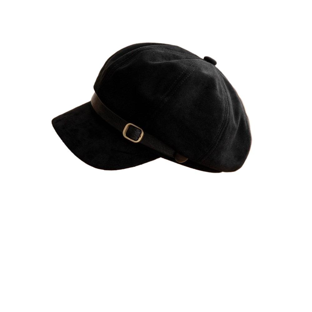 Warm Newsboy Hat Flat Top Women Octagonal Hat Casual Suede Berets Autumn Winter