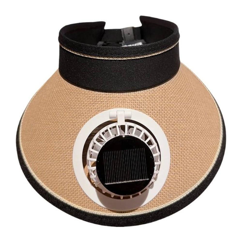 Wide Brim Sun Visor Hat With Solar Powered Fan Sunshade Hat Portable Empty Top Hat Outdoor