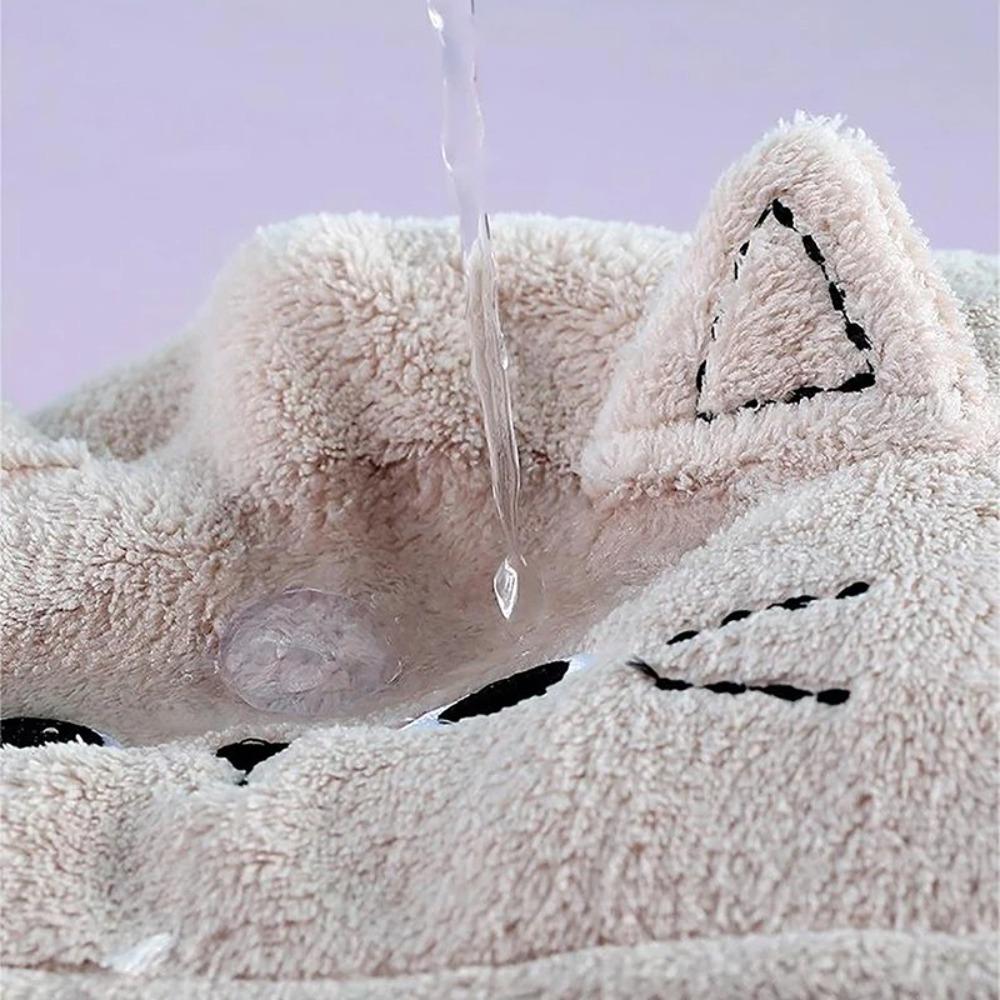 Cartoon Cat Design Hair Towel Portable Quick Dry Hat Cute Hair Cap