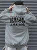 Retro Mountain Adventure Slogan Pattern  Hoodie with Printed Back, Loose Long Sleeve Hiking Street Style Sweatshirt