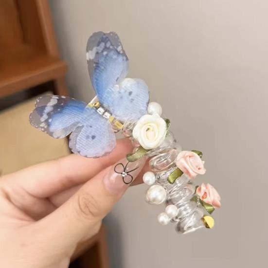 4 шт. Резинки для волос спиральные, резинки для волос, декор в виде цветов и бабочек, держатели для хвостика, пучка, косы, эластичные, нескользящие повязки для волос, инструменты для укладки волос