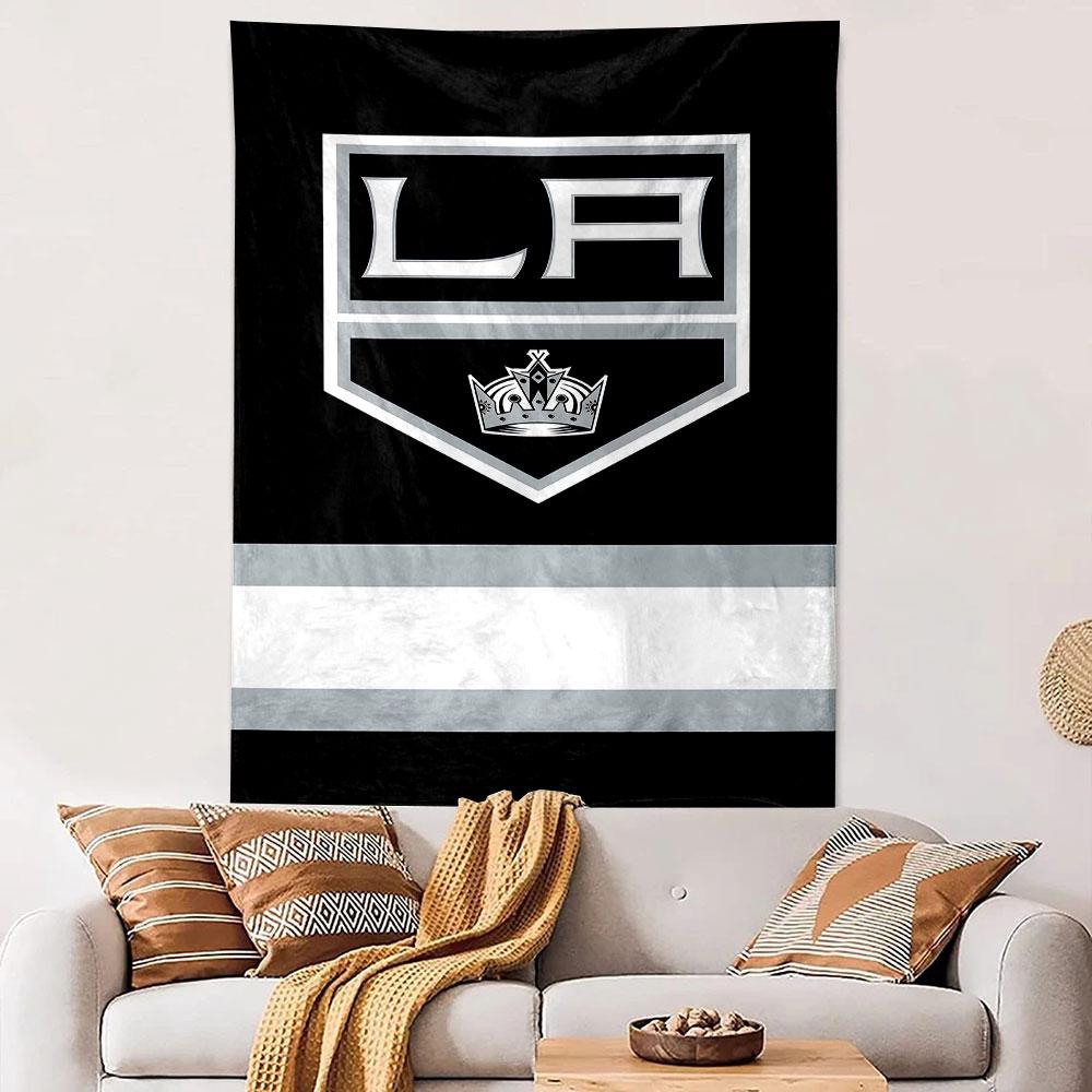 Black and Silver LA Kings Logo Design Patterned Tapestry Decorative Wall Hanging, Home Bedroom Living Room Decor