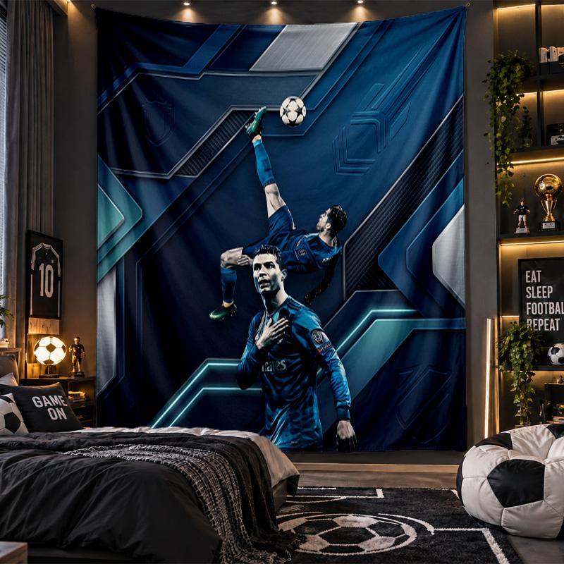 Wall Hanging Tapestry Cristiano Ronaldo Print Cloth for Living Room Bedroom Home Decor