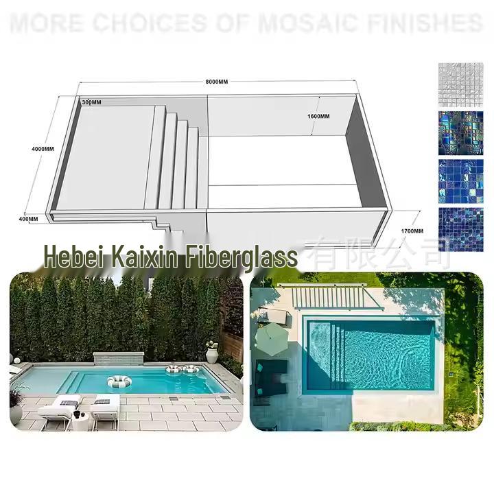 Large Fiberglass Outdoor Swimming Pool with Hot Tub for Family/Villa Use