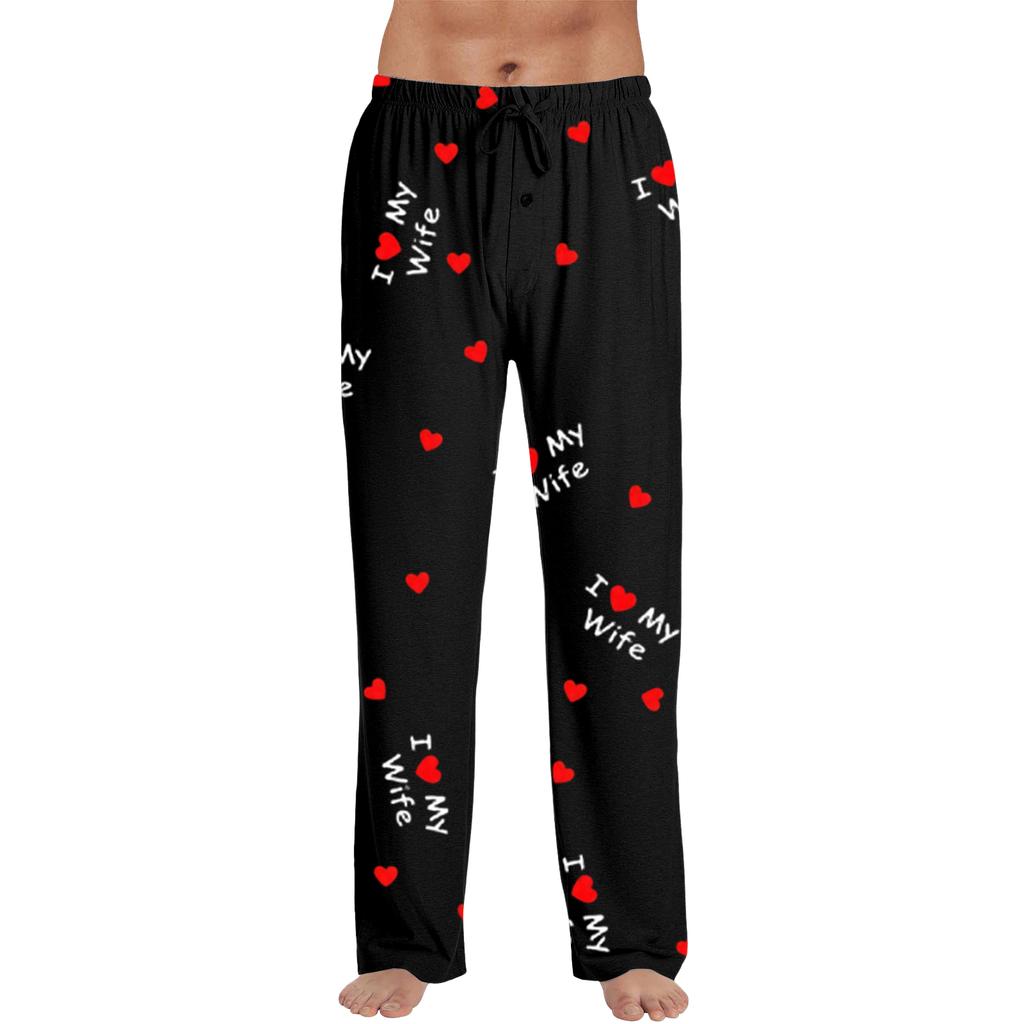 Мужские модные брюки к Дню святого Валентина с принтом, повседневные, прямого кроя