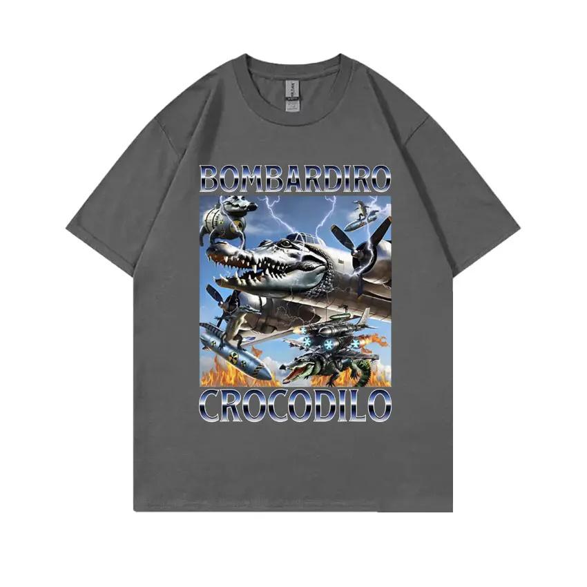 Смешной мем Итальянский маразм Бомбардиро Крокодил Крокодил Самолет Бомбардировщик Футболка Мужская Женская Повседневная Хлопковая Винтажная Юмористическая Футболка