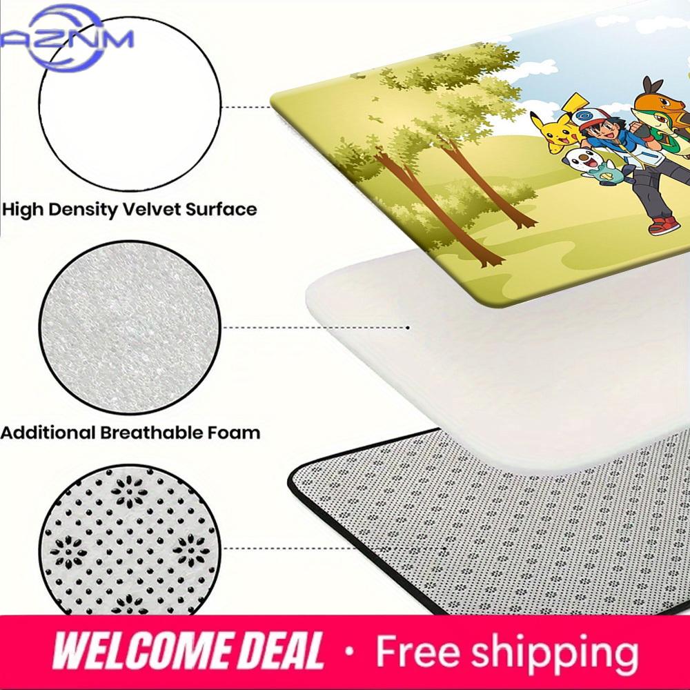 Anime Pokemon Ash Ketchum Pikachu Nature Scenery Print Soft Non Slip Absorbent Indoor Home Bathroom Bedroom Entrance Floor Rug D