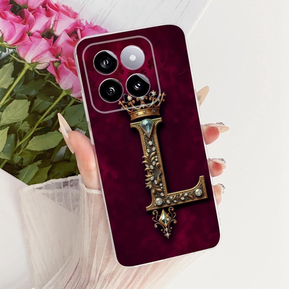 Чехол для Xiaomi Mi 14 Pro Милая Корона Буквы Прозрачный Силикон Мягкий Тонкий Чехол для Телефона Для Xiaomi 14 Pro Mi14 Pro 5G Чехлы Сумки