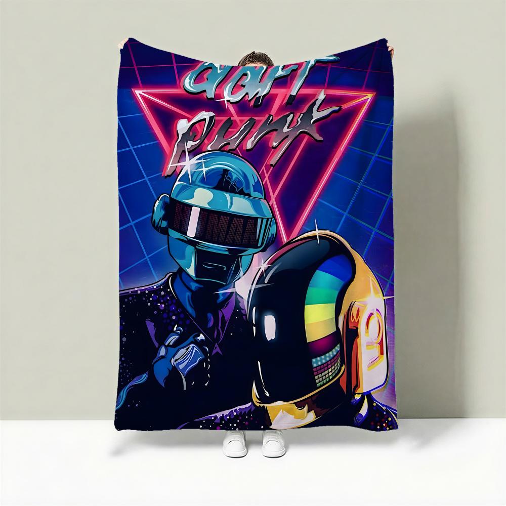 Band D-Daft Punk Throw Lightweight 240g Flannel Blanket Soft Skin-friendly for Summer Cooling