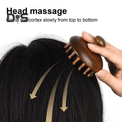 Массажная расческа для кожи головы из сандалового дерева с эргономичной ручкой, круглыми зубцами, антистатическая для роста волос, для мужчин и женщин, деревянная массажная щетка для головы