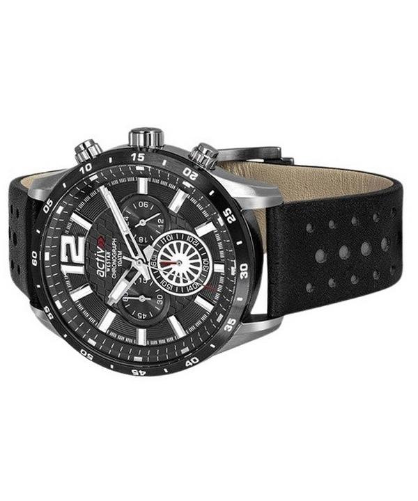 Westar Мужские часы Activ Chronograph с кожаным ремешком и черным циферблатом 90249SBN103 100M