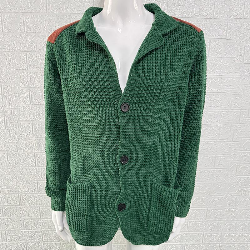 Мужской кардиган приталенного силуэта с отложным воротником больших размеров - Европейский и американский стиль. Осень/Зима 2025.