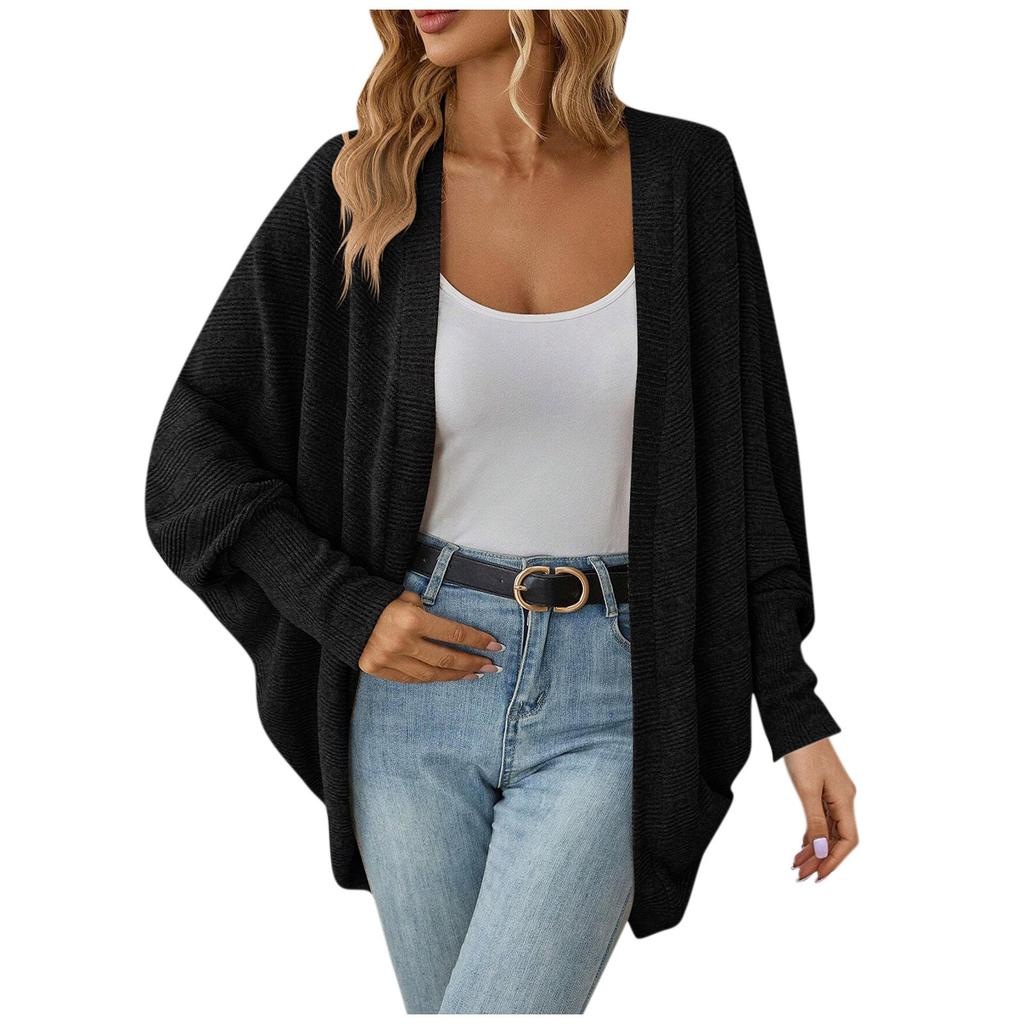 Женская модная однотонная куртка-свитер с длинным рукавом, кардиган, свободное вязаное пальто