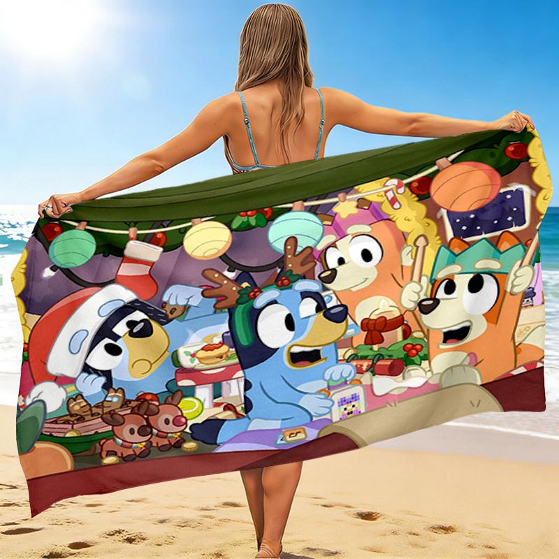1Pc Christmas Adventure Friends Beach Towel, Quick Dry, Multi-Use for Beach Pool Gym Yoga Home Travel, Christmas, Halloween, Xmas Gift S47