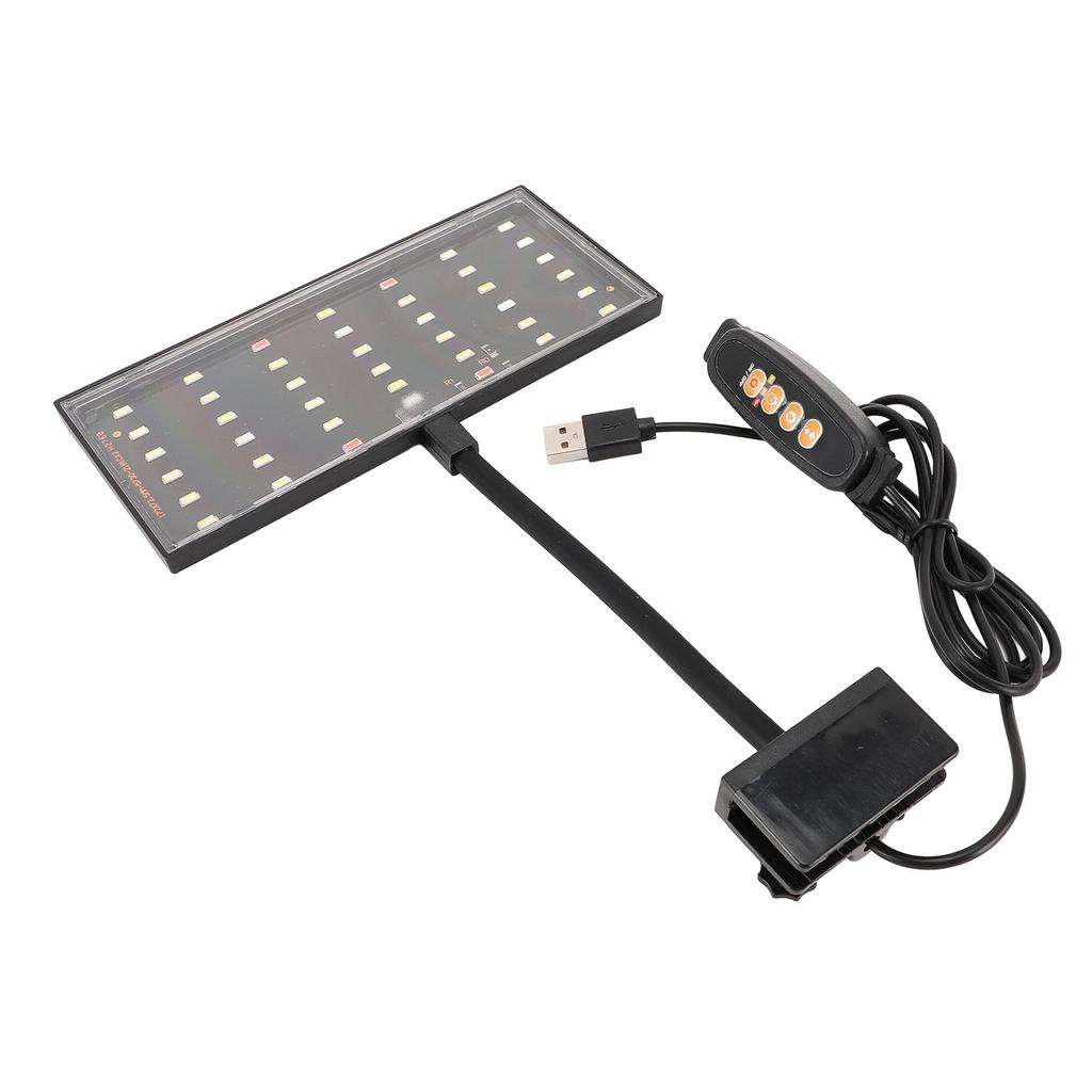 Clip On Aquarium Light USB Powered LED Dimmable 10 Speed Brightness Timing Control Fish Tank Clamp Light for Home Indoor