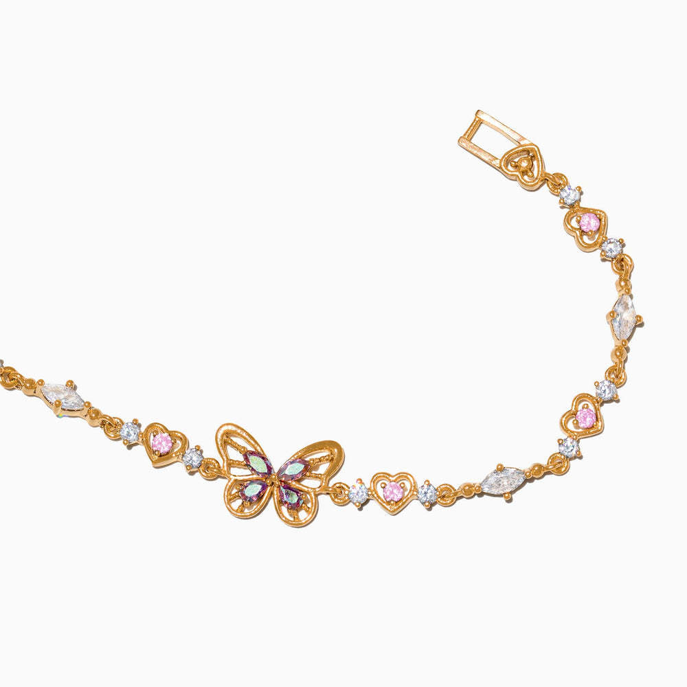 18K Gold Plated Exquisite Butterfly Ladies Cute Heart shaped Star Flower Pendant Zircon Bracelet Chain Y2K Jewelry Gift